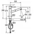 KWC Ono Einhebel-Küchenarmatur mit Auszugsauslauf A 225, Skizze