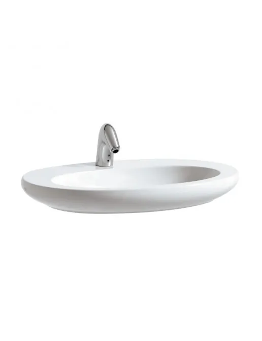 Laufen Il Bagno Alessi One Waschtisch-Schale mit Armaturenbank 750 mm weiss