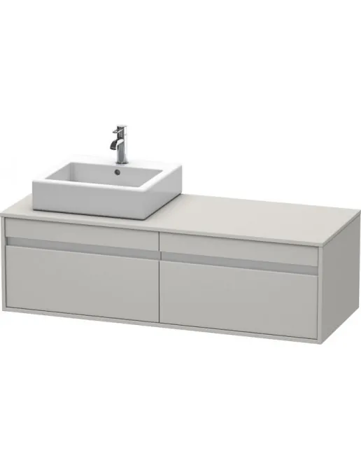 Duravit Ketho Waschtischunterbau 2 Auszüge für Aufsatzbecken links, 1400 x 550 mm, Betongrau