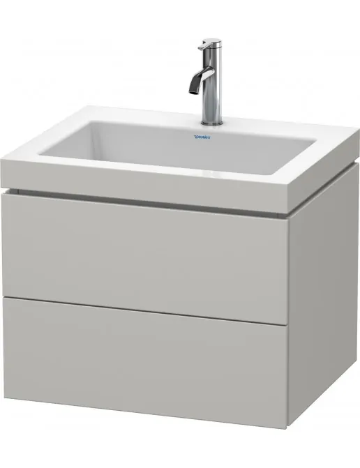 Duravit L-Cube Waschtischunterbau mit Vero Air Möbelwaschtisch, 2 Auszüge, B: 600 mm, Betongrau