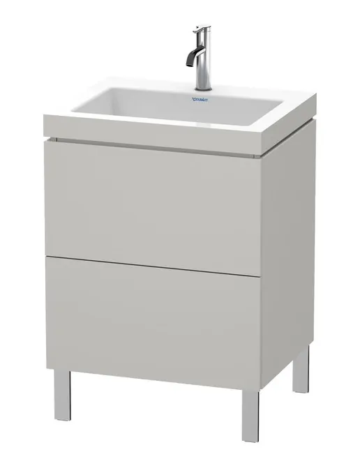 Duravit L-Cube Waschtischunterbau mit Vero Air Möbelwaschtisch stehend, 2 Auszüge, B: 600 mm, Betongrau