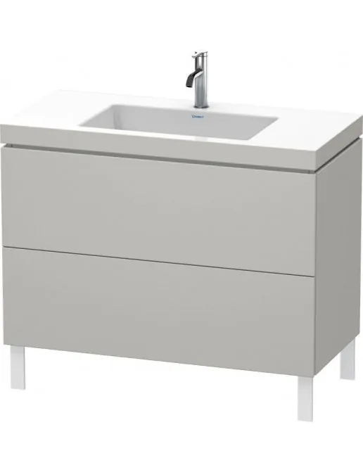 Duravit L-Cube Waschtischunterbau mit Vero Air Möbelwaschtisch stehend, 2 Auszüge, B: 1000 mm, Betongrau