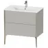 Duravit XViu Waschtischunterbau bodenstehend, mit 2 Auszüge, B: 810 mm, T: 480 mm, Kante: Champagner Matt, Betongrau Matt