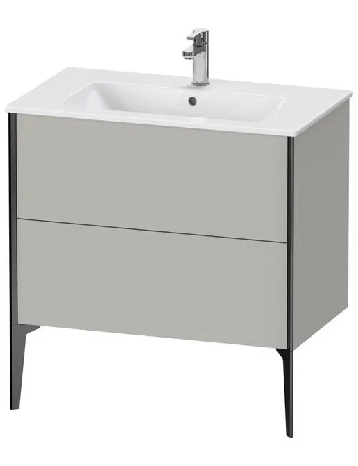 Duravit XViu Waschtischunterbau bodenstehend, mit 2 Auszüge, B: 810 mm, T: 480 mm, Kante: Schwarz Matt, Betongrau Matt