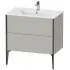 Duravit XViu Waschtischunterbau bodenstehend, mit 2 Auszüge, B: 810 mm, T: 480 mm, Kante: Schwarz Matt, Betongrau Matt