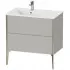 Duravit XViu Waschtischunterbau Links bodenstehend, mit 2 Auszüge, B: 810 mm, Betongrau Matt