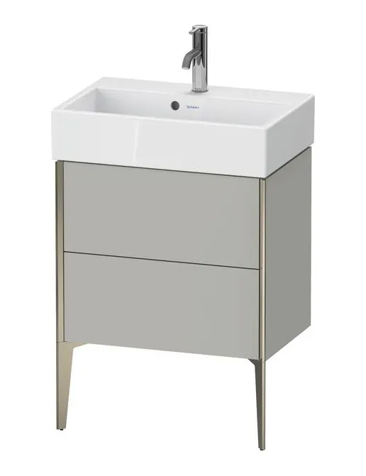 Duravit Xviu Waschtischunterbau bodenstehend Compact mit 2 Auszügen, B: 584 mm, T: 384 mm, Kante: Champagner Matt, mehrfarbig