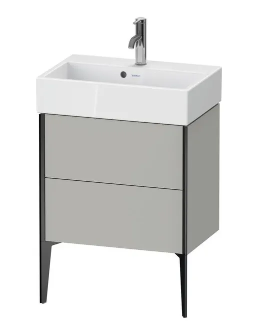 Duravit Xviu Waschtischunterbau bodenstehend Compact mit 2 Auszügen, B: 584 mm, Betongrau Matt