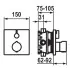 KWC Thermostat Duschmischer Fertigmontageset eckig, brushed steel, Masszeichnung