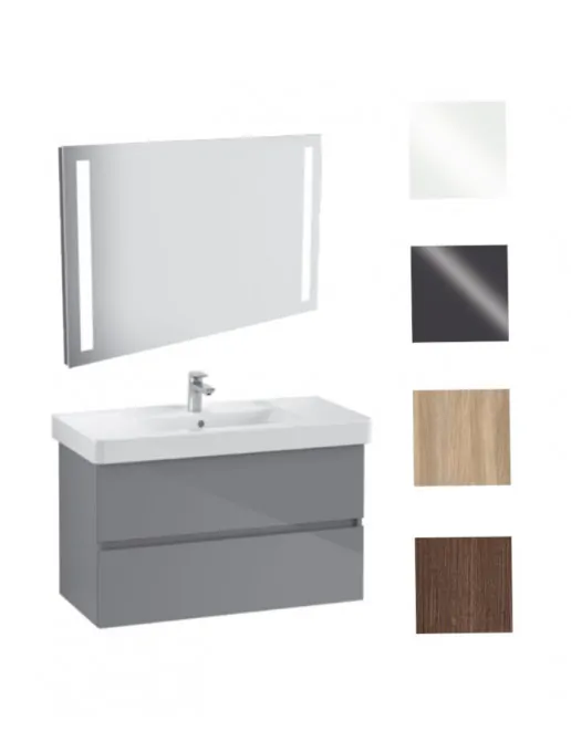 Villeroy & Boch Pure Möbel-Set mit LED-Spiegel, Waschtisch und Unterschrank 100cm, mehrfarbig