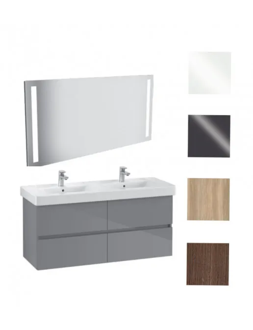 Villeroy & Boch Pure Möbel-Set mit LED-Spiegel, Waschtisch und Unterschrank 130cm, mehrfarbig