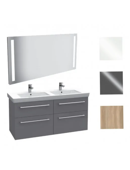 Villeroy & Boch Trend Möbel-Set mit LED-Spiegel, Waschtisch und Unterschrank 130cm, mehrfarbig