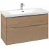 Villeroy & Boch Subway 3.0 Waschbeckenunterschrank mit 2 Auszügen, Grifffarbe: Aluminium, 973 x 576 mm, Nordic Oak