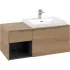 Villeroy & Boch Subway 3.0 Waschbeckenunterschrank mit 2 Auszügen & Regalelement, Grifffarbe: Aluminium, Nordic Oak