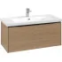 Villeroy & Boch Subway 3.0 Waschbeckenunterschrank mit 1 Auszug, Grifffarbe: Volcano Black, 973 x 429 mm, Nordic Oak