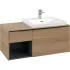 Villeroy & Boch Subway 3.0 Waschbeckenunterschrank mit 2 Auszügen & Regalelement, Grifffarbe: Volcano Black, Nordic Oak