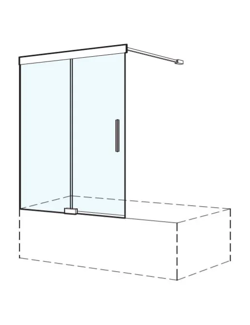 Koralle S606 Schiebetür 2-teilig auf Badewanne, Breite: 120 - 150cm