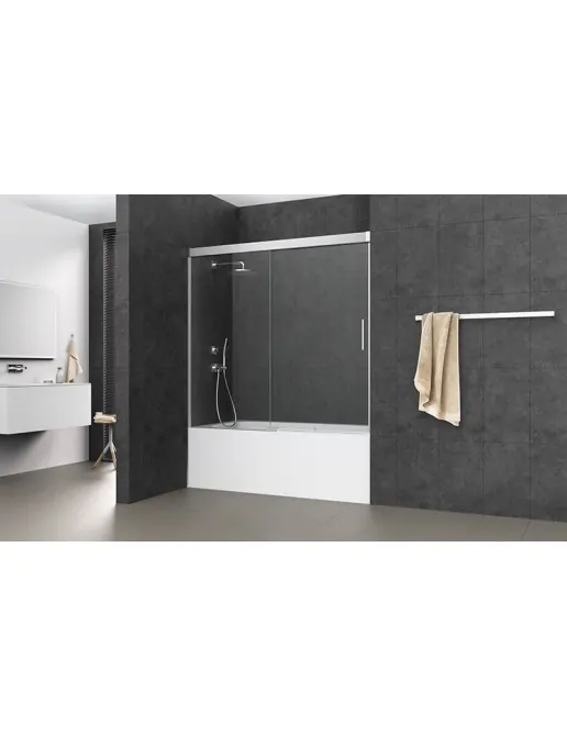 Koralle S600Plus Schiebetür 2-teilig auf Badewanne in Nische/Seitenwand, Breite: 160 - 180cm