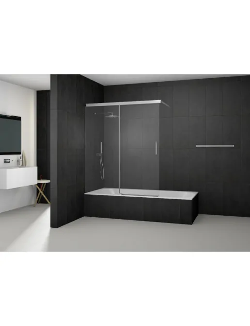 Koralle S505Plus Schiebetür 2-teilig auf Badewanne in Nische/Seitenwand, Breite: 160 - 180cm