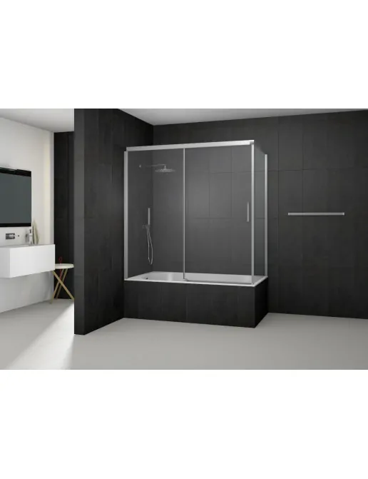 Koralle S500Plus Schiebetür 2-teilig auf Badewanne, Nische/Seitenwand, Breite: 160 - 180cm