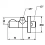 KWC Eckventil A 45, G ⅜", G ½", Masszeichnung